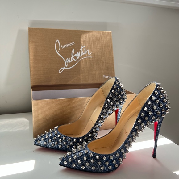Christian Louboutin FOLLIES SPIKES 100 LAME LUX - Picture 6 of 16